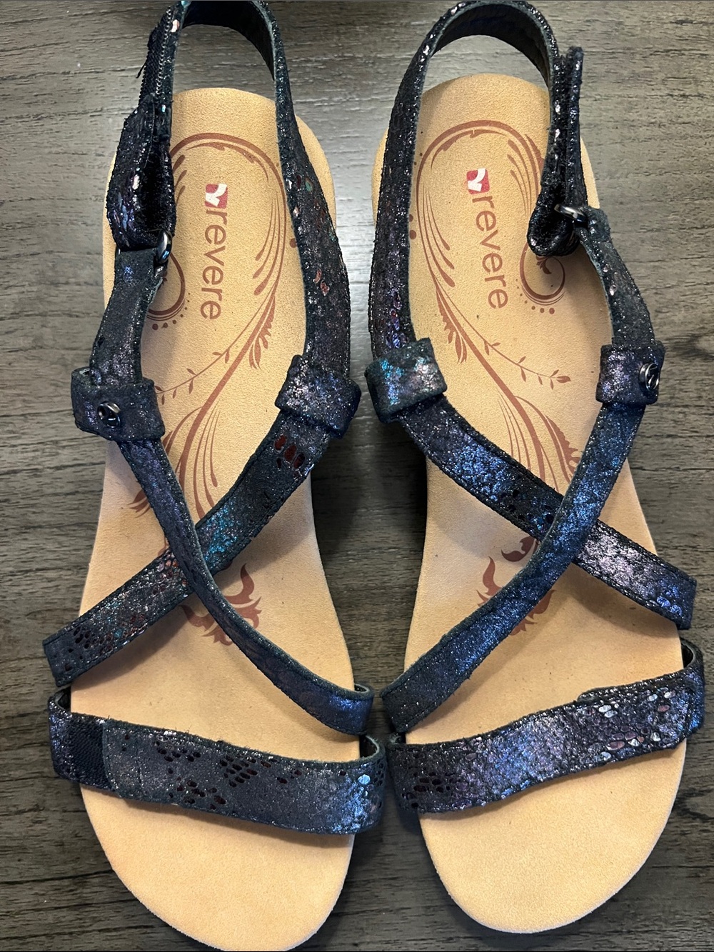 Revere Iridescent  Strappy Sandals